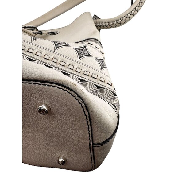 Brighton Ferrara Levia Lorenza Vallera Bucket White Leather Shoulder Bag Braided - Picture 16 of 16
